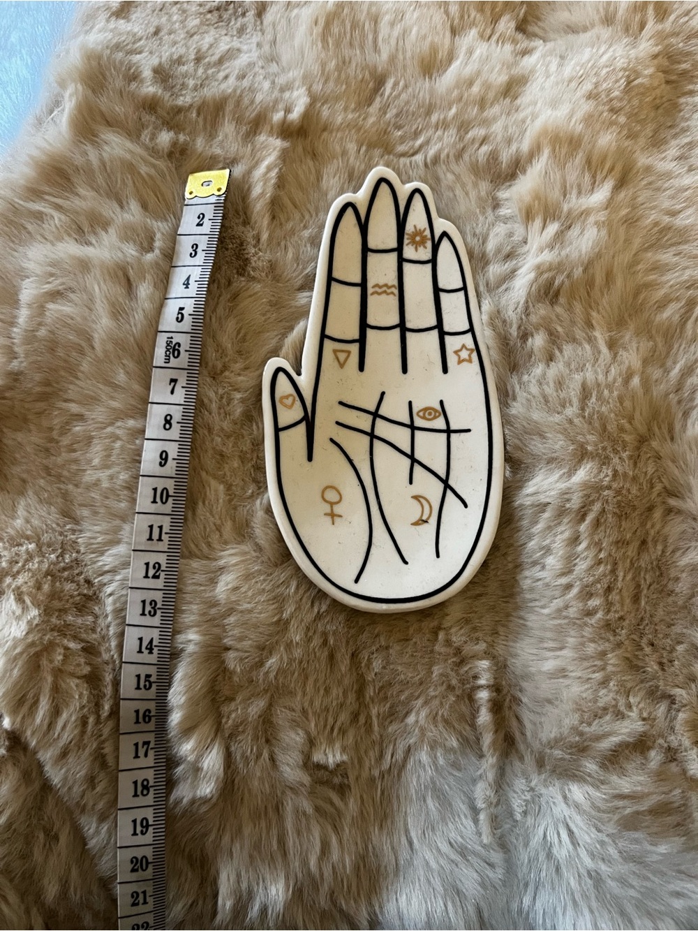 Mystic Palmistry Ceramic Trinket Dish in Cream and Black
